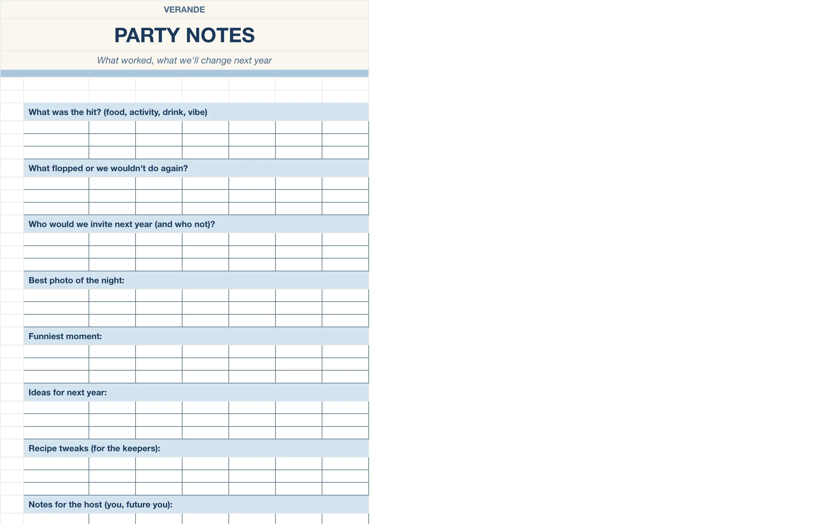 4th of July Party Planner — Notes