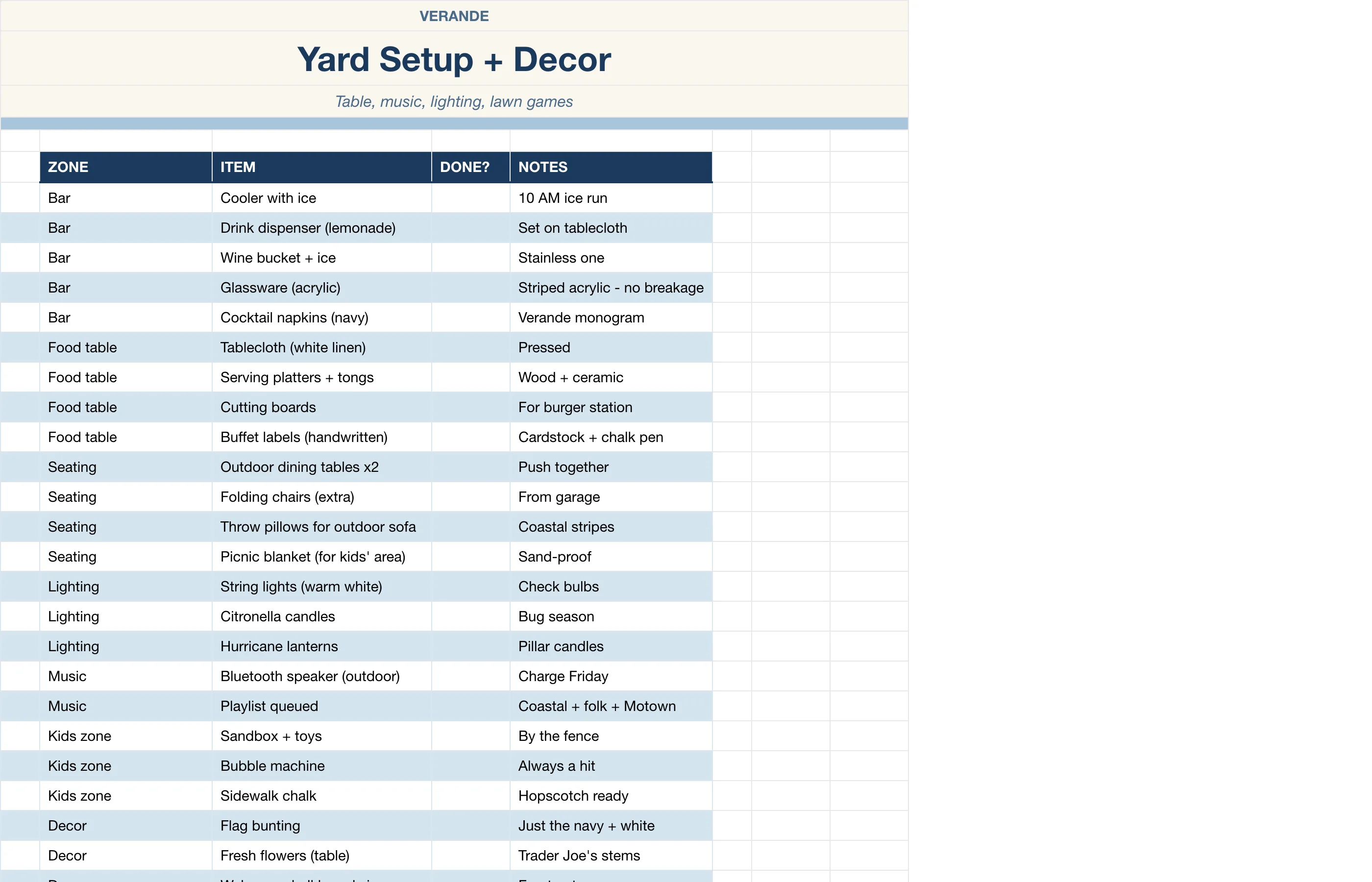 Backyard BBQ Planner — Yard Setup & Decor