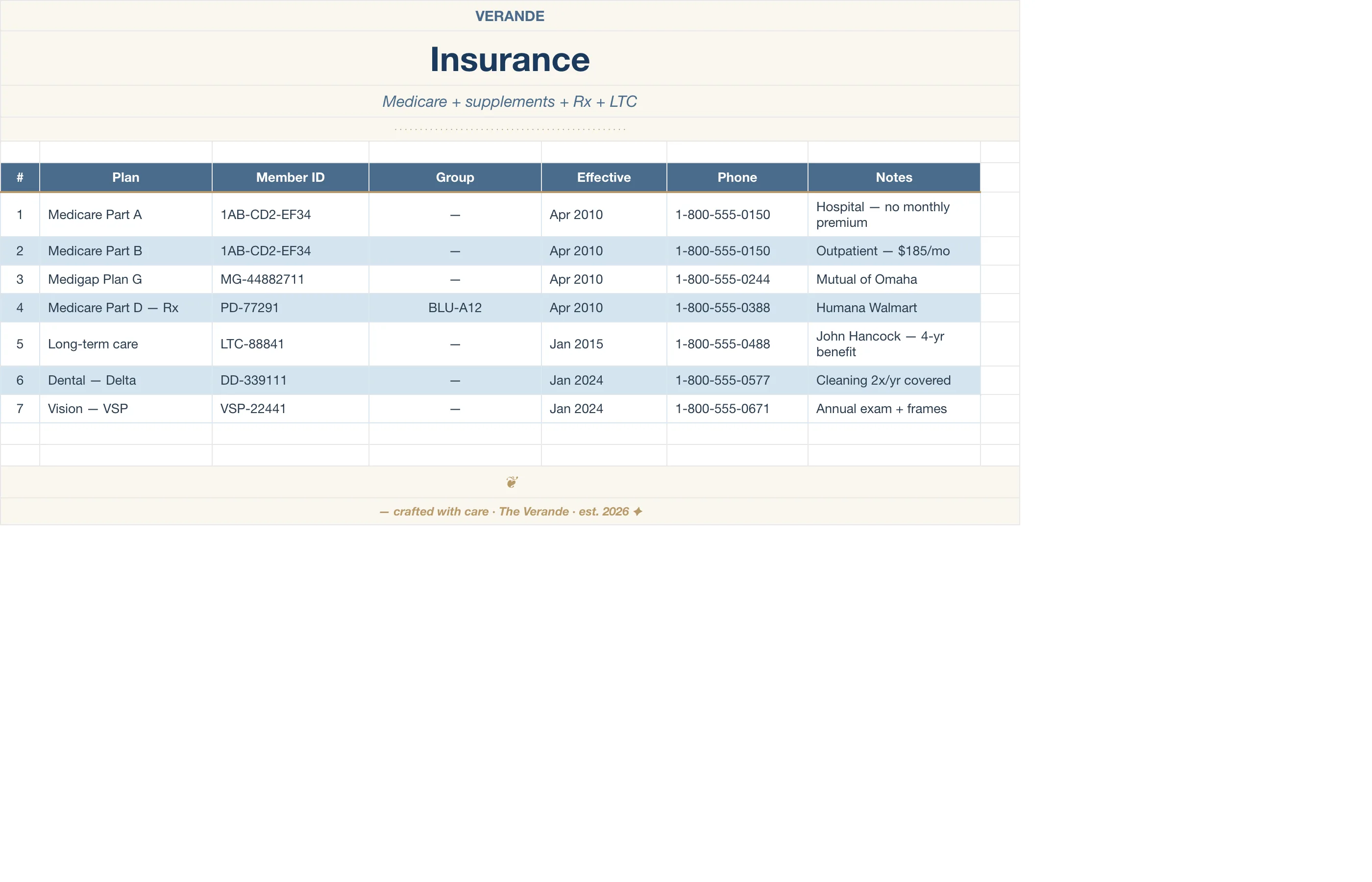 Caregiver Binder Aging Parent — Insurance