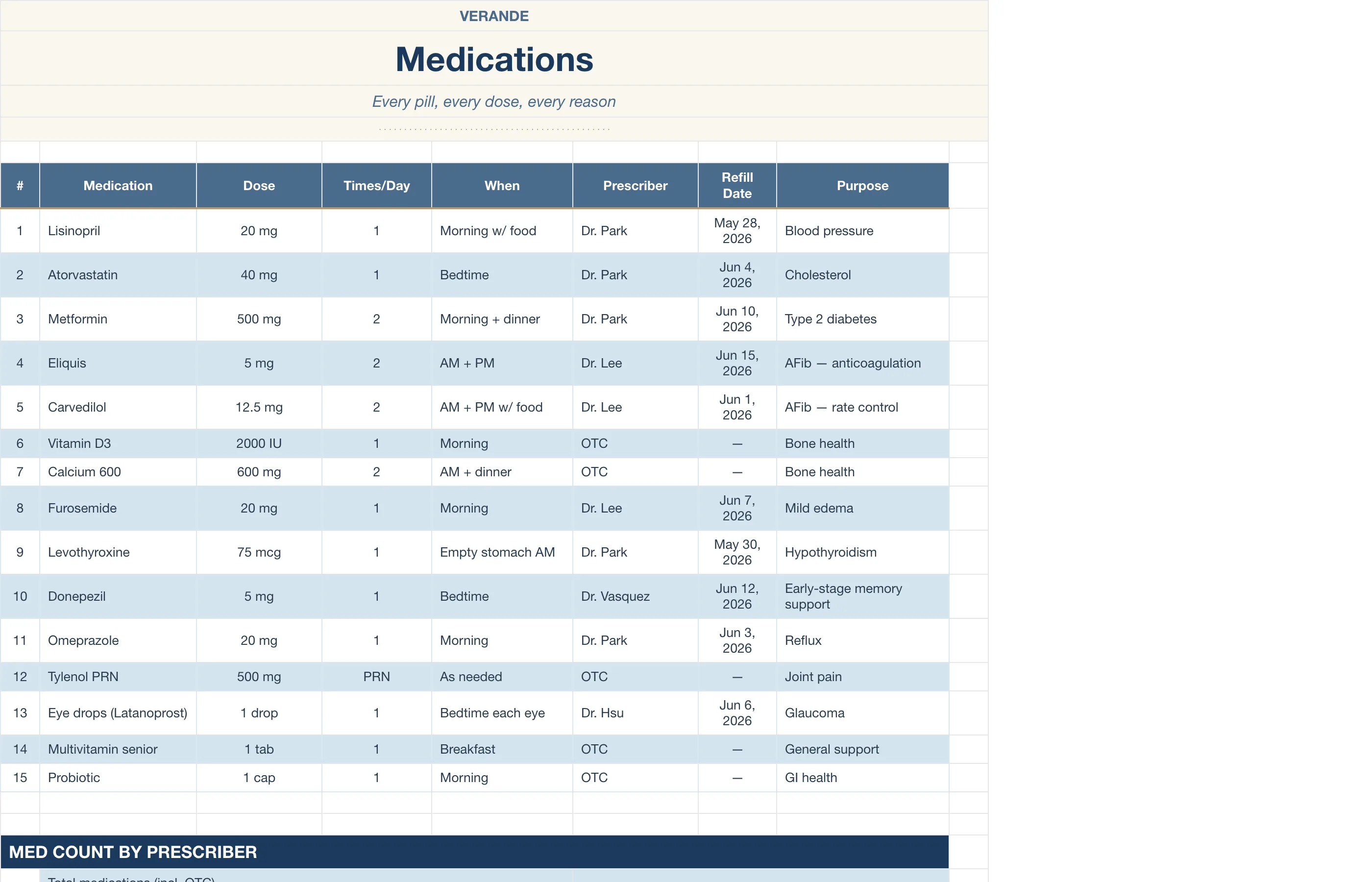 Caregiver Binder Aging Parent — Medications