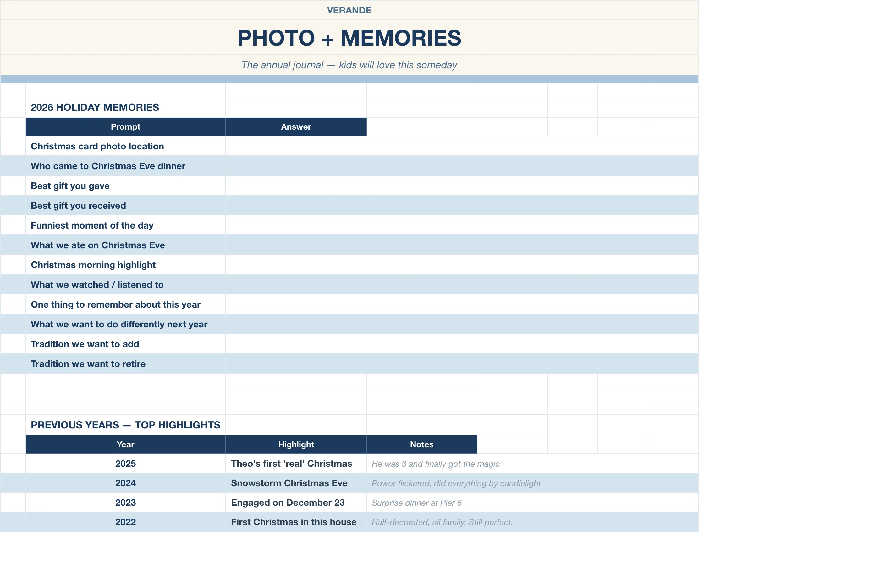 Christmas Holiday Planner — Photo & Memories