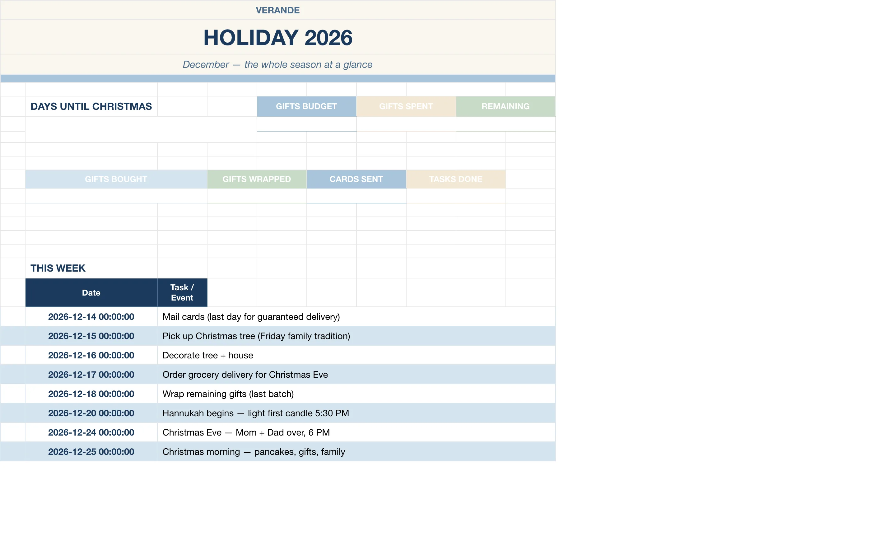 Christmas Holiday Planner — Holiday Dashboard