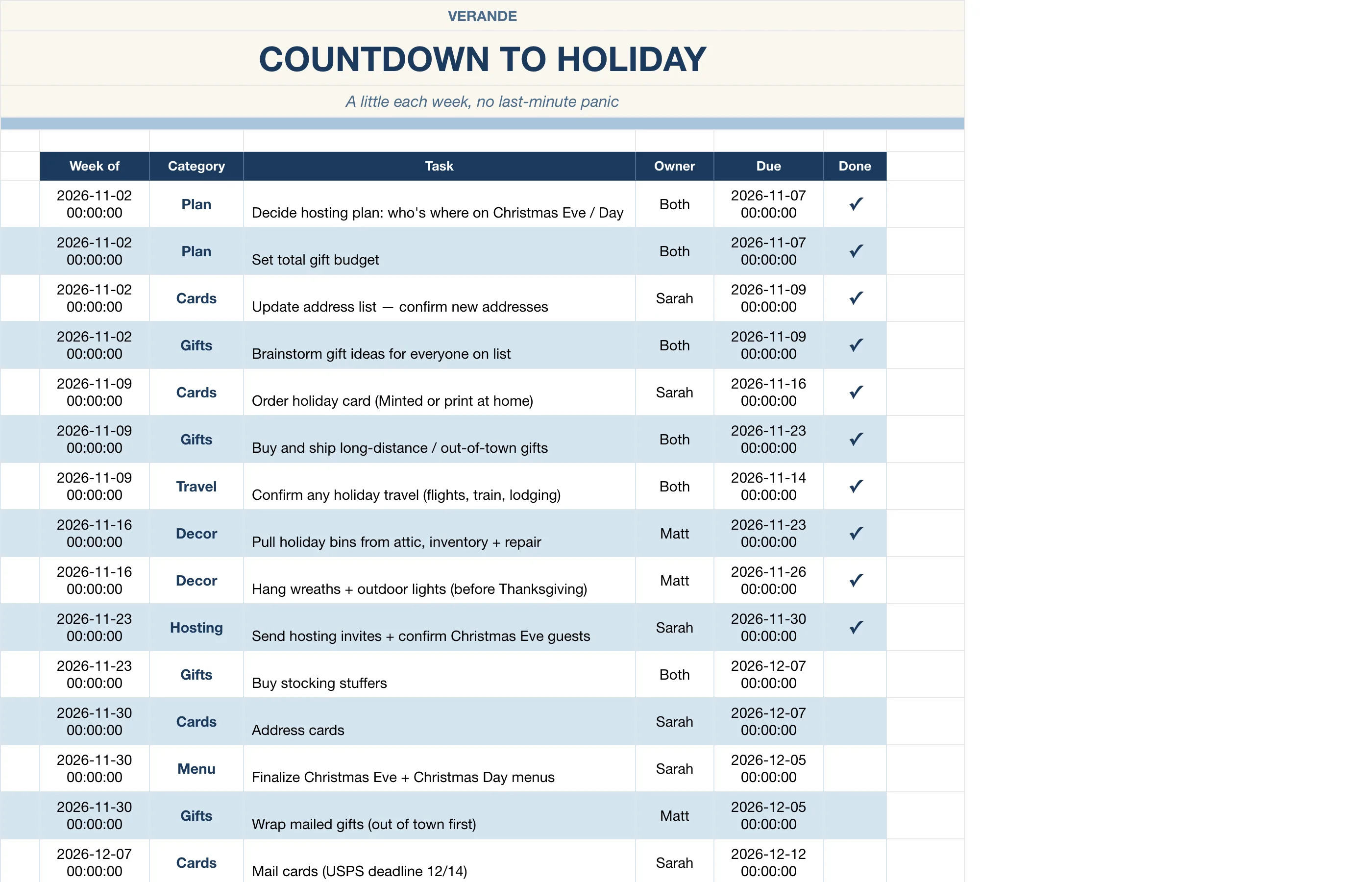 Christmas Holiday Planner — Countdown & Master To-Do