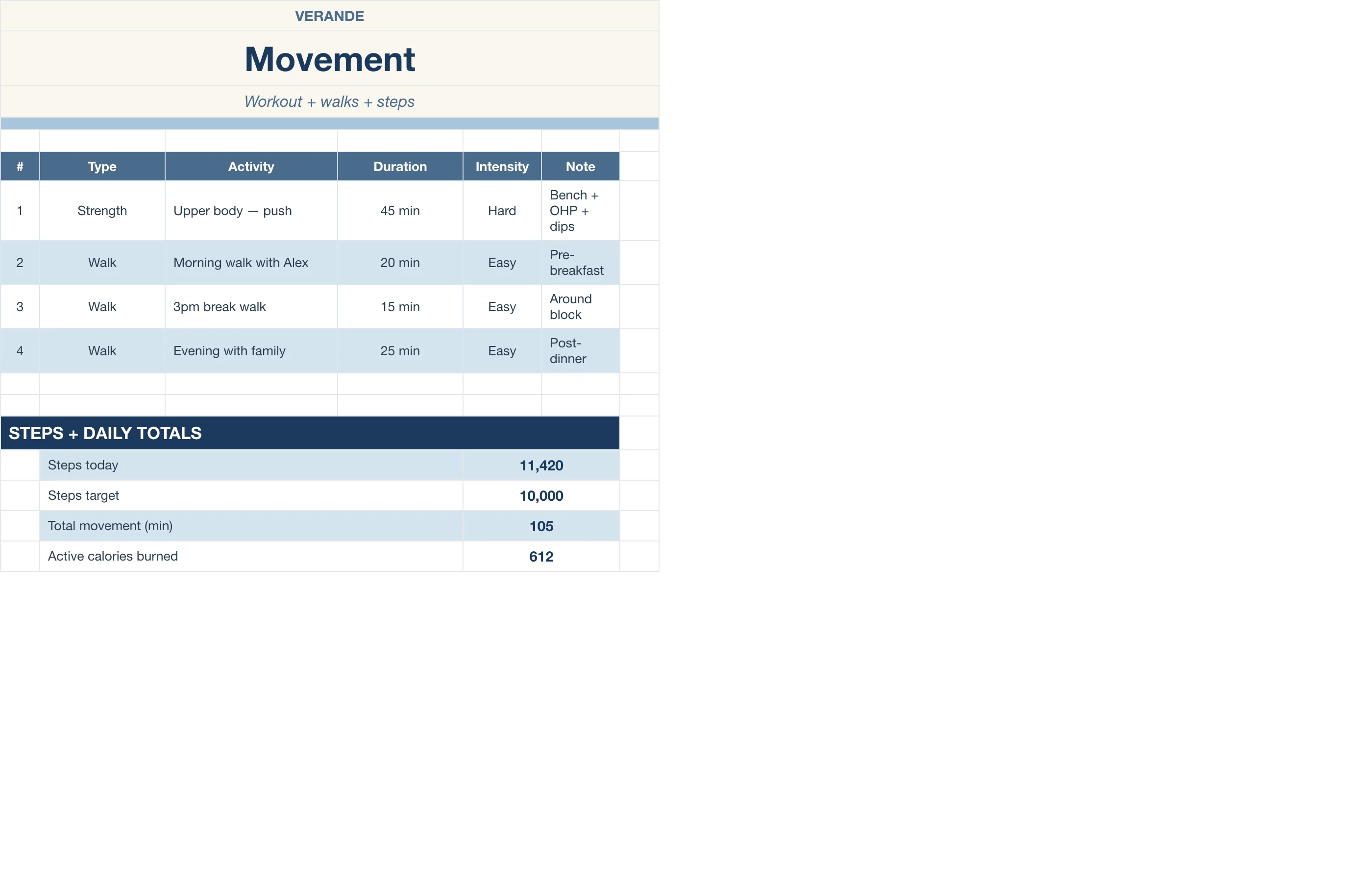 Daily Planner — Movement