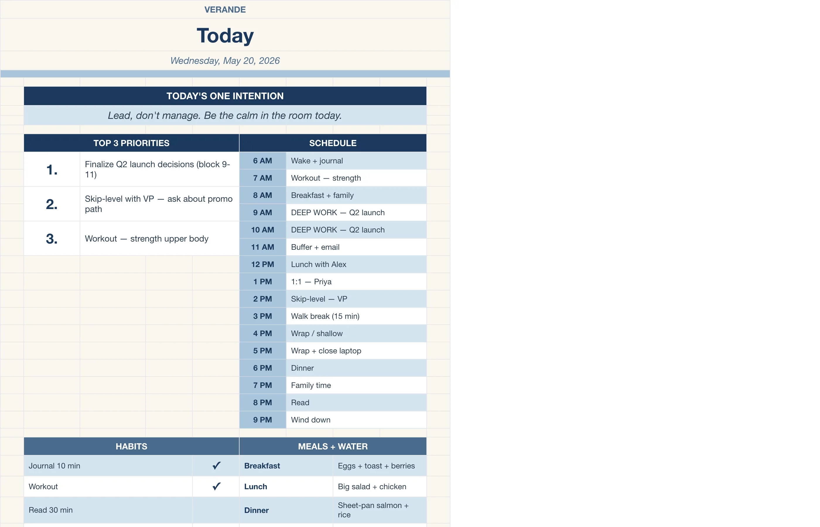 Daily Planner — Todays Page