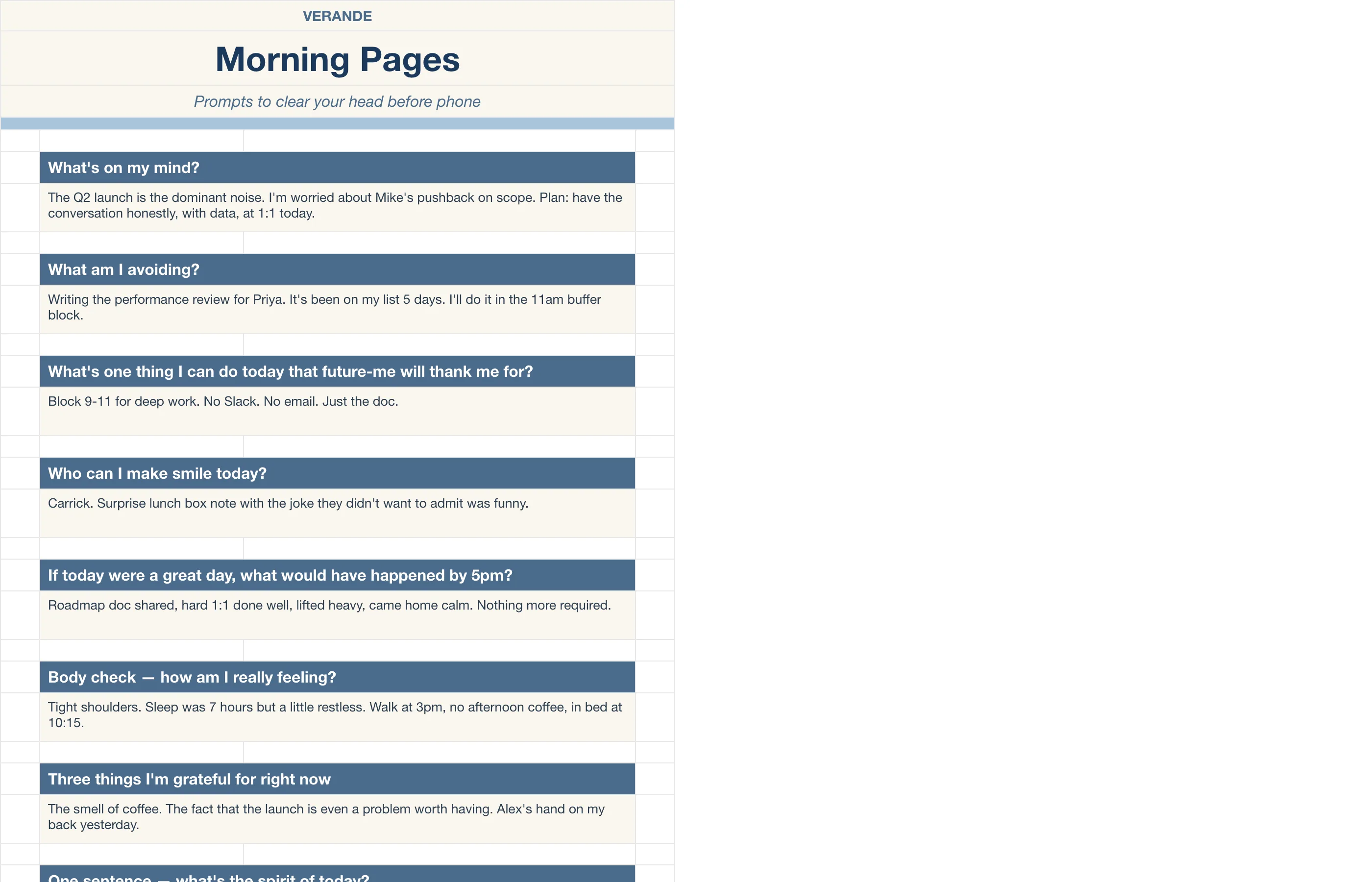 Daily Planner — Morning Pages