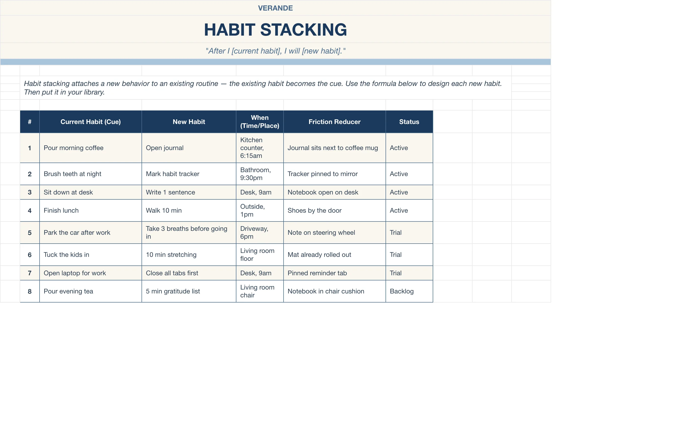 Habit Tracker — Habit Stacking