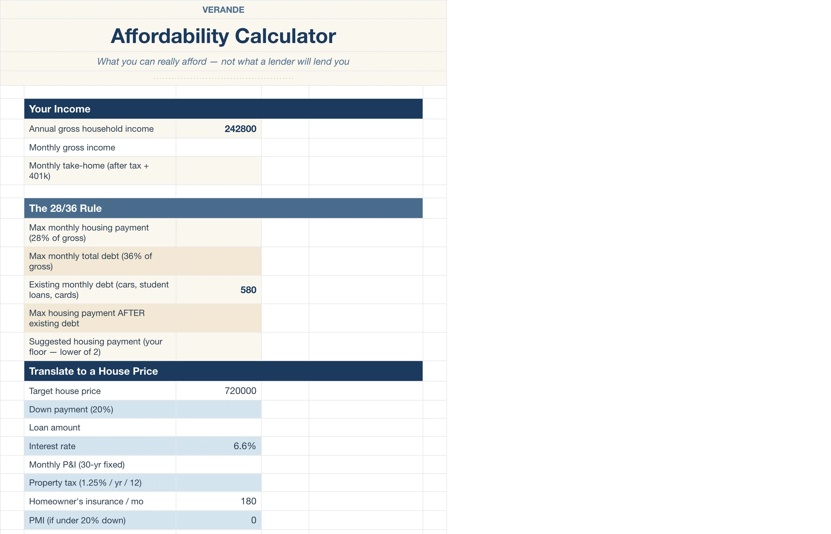 Home Buying Journey — Affordability Calculator