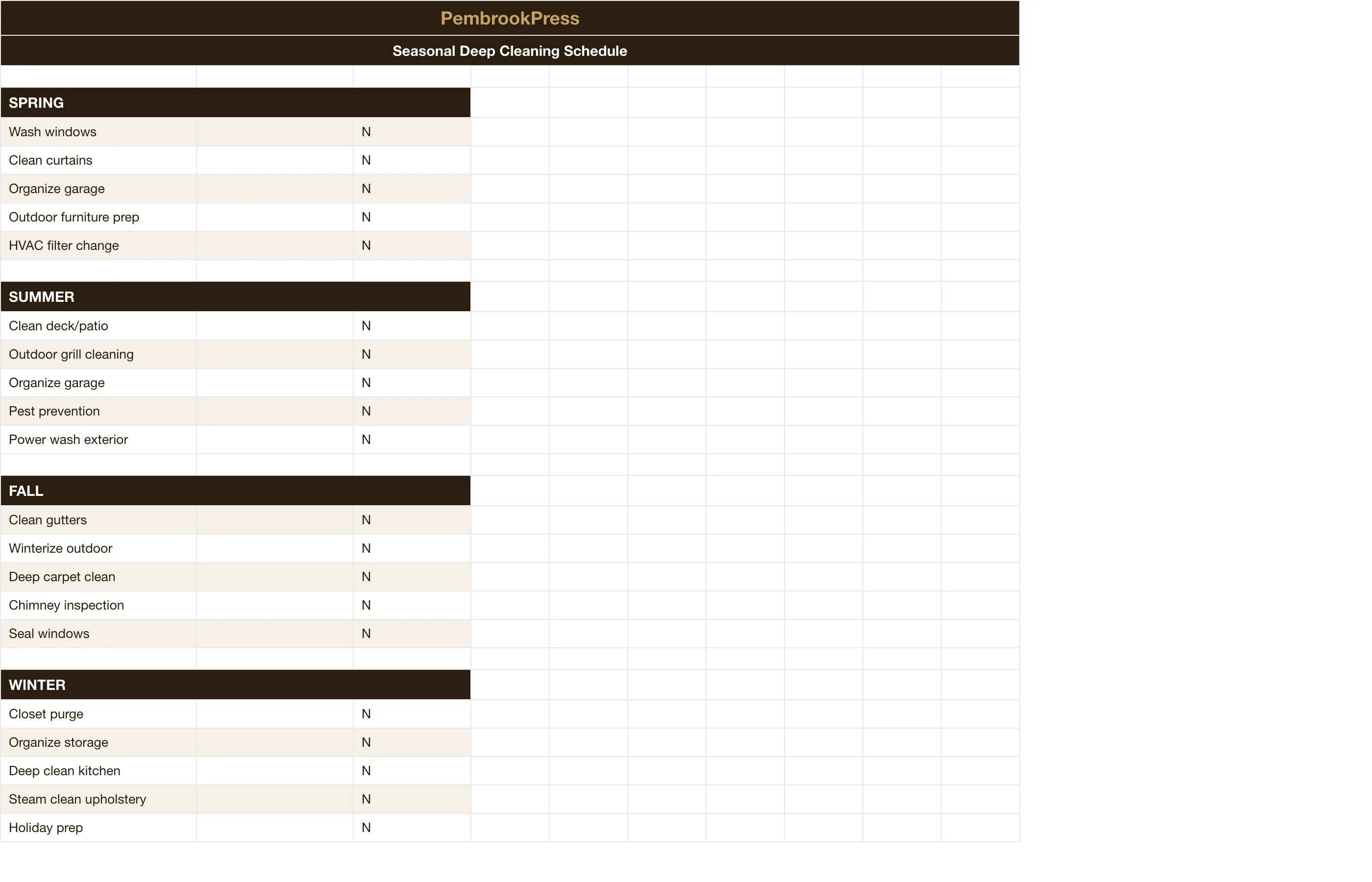 Home Cleaning Schedule Chore Chart — Seasonal Deep Clean Guide