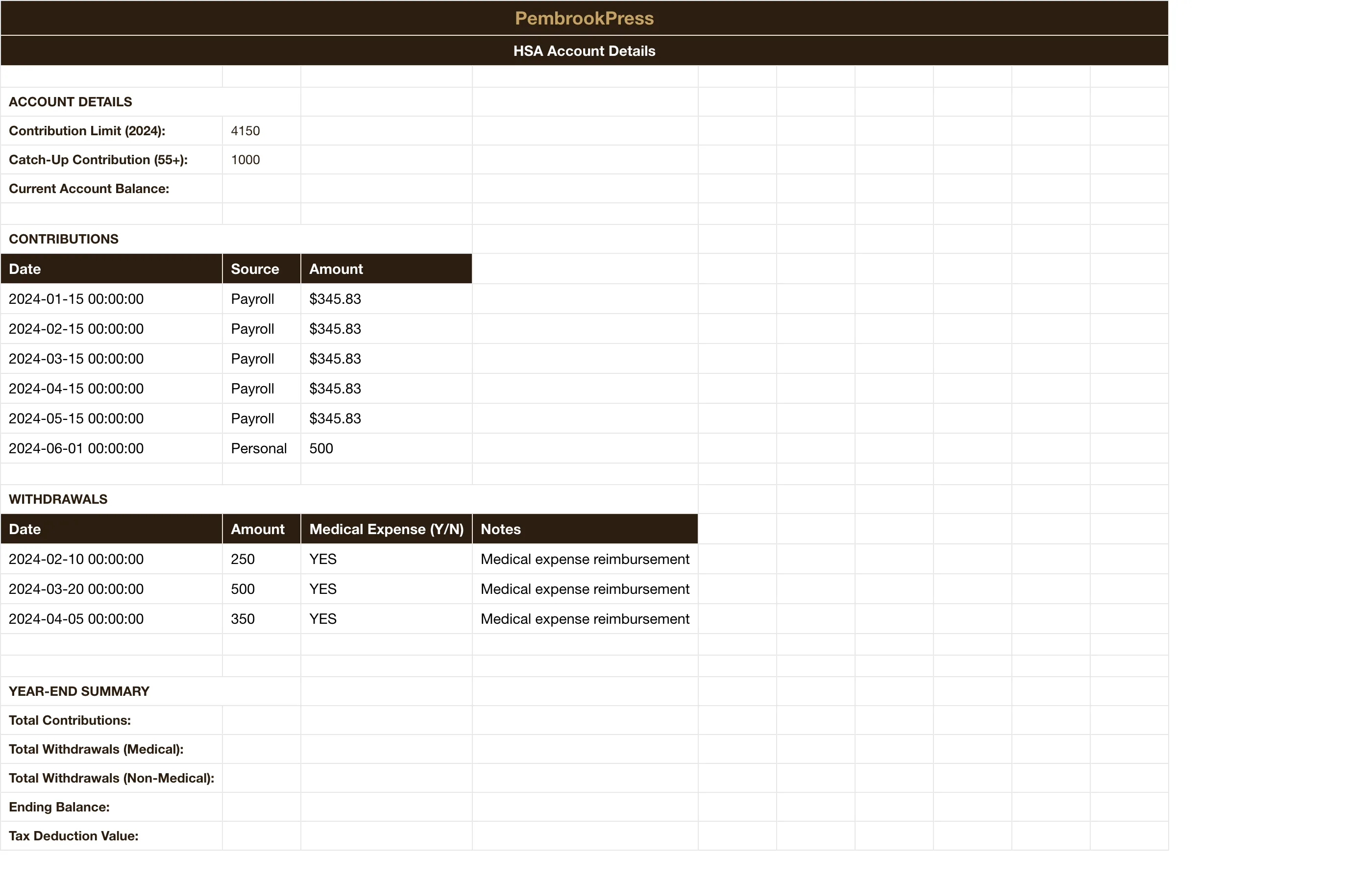 Medical Expense HSA Tracker — Hsa Account Manager