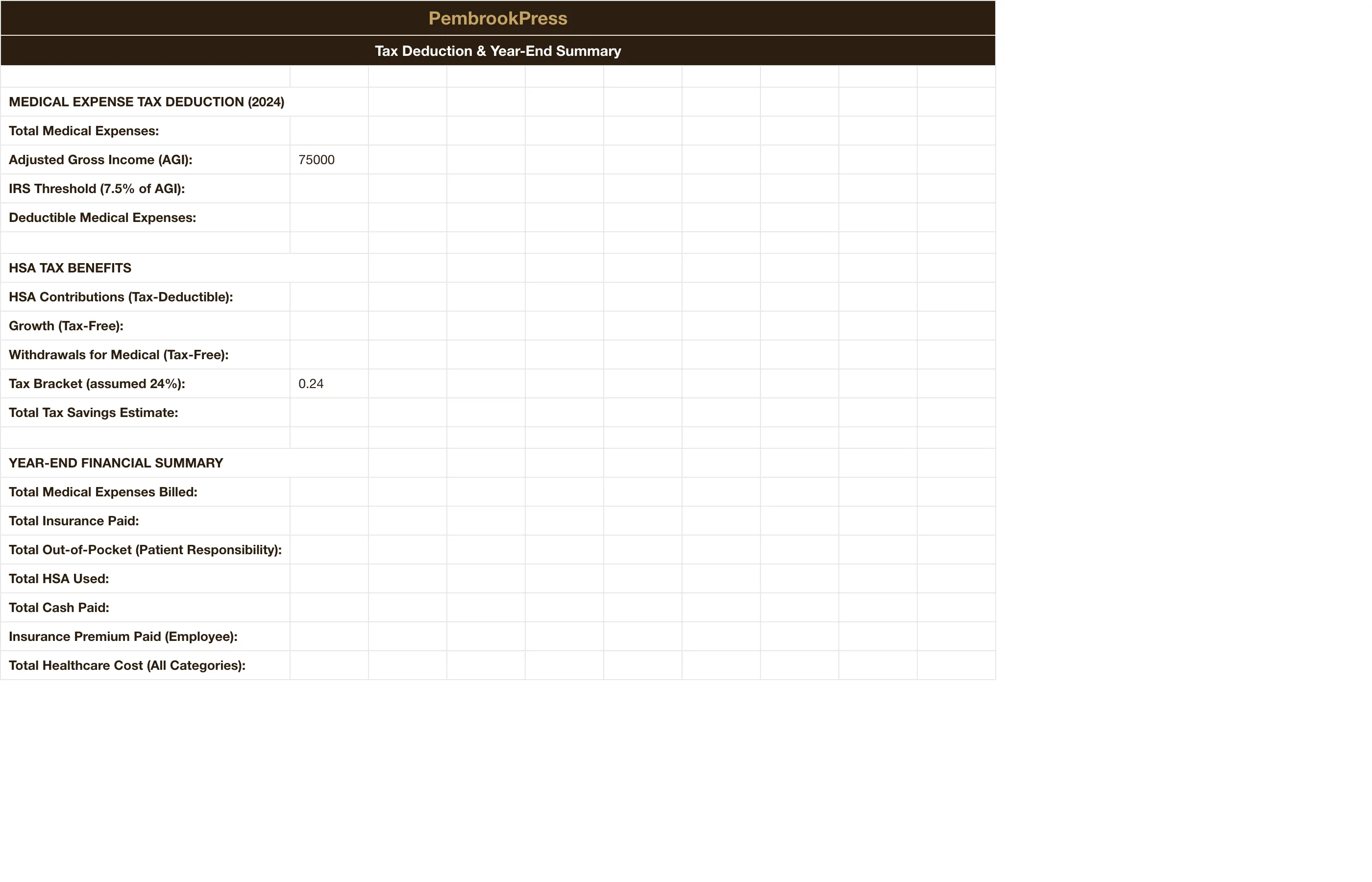 Medical Expense HSA Tracker — Tax & Year-End