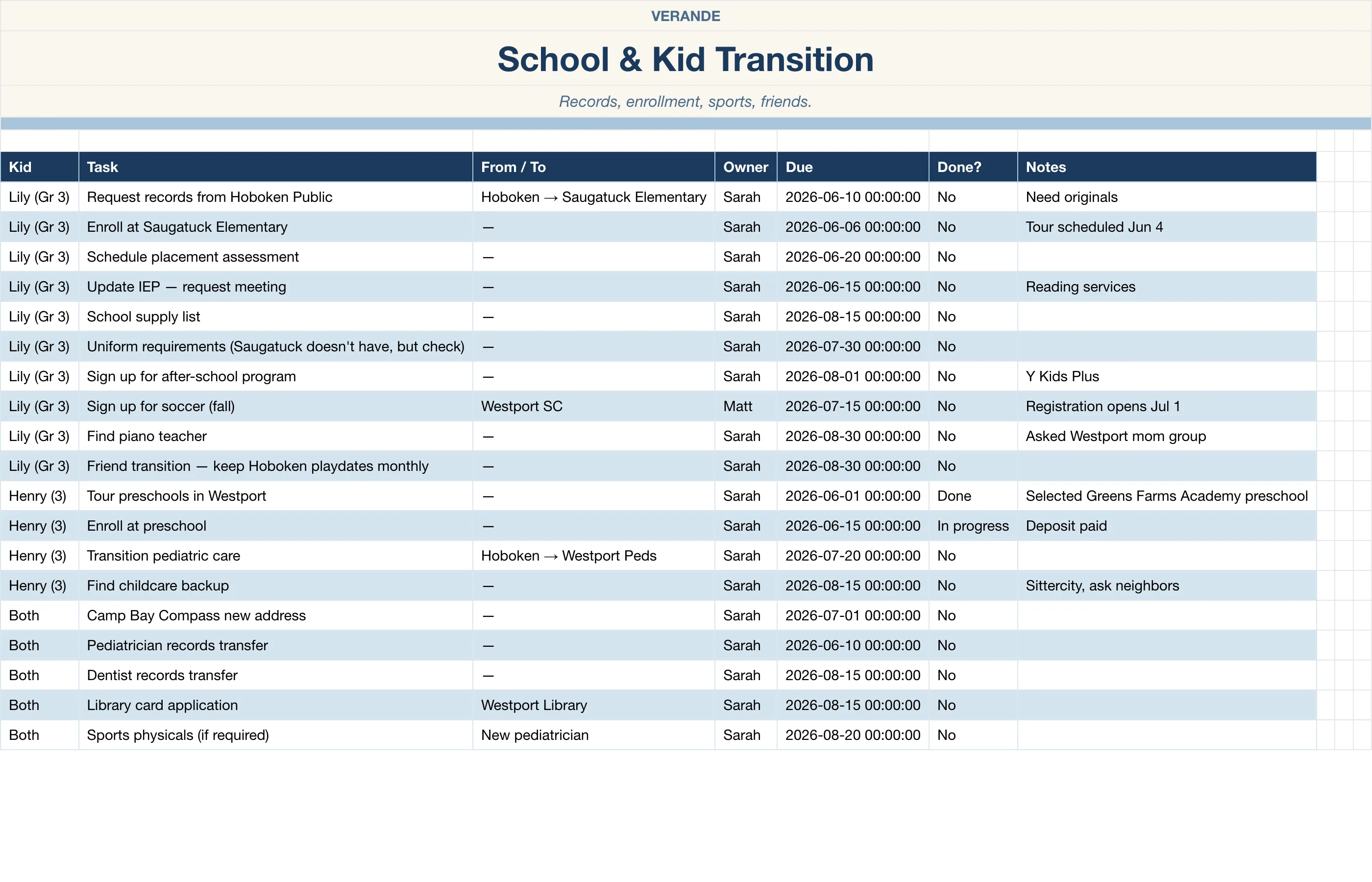Move Planner — School And Kids