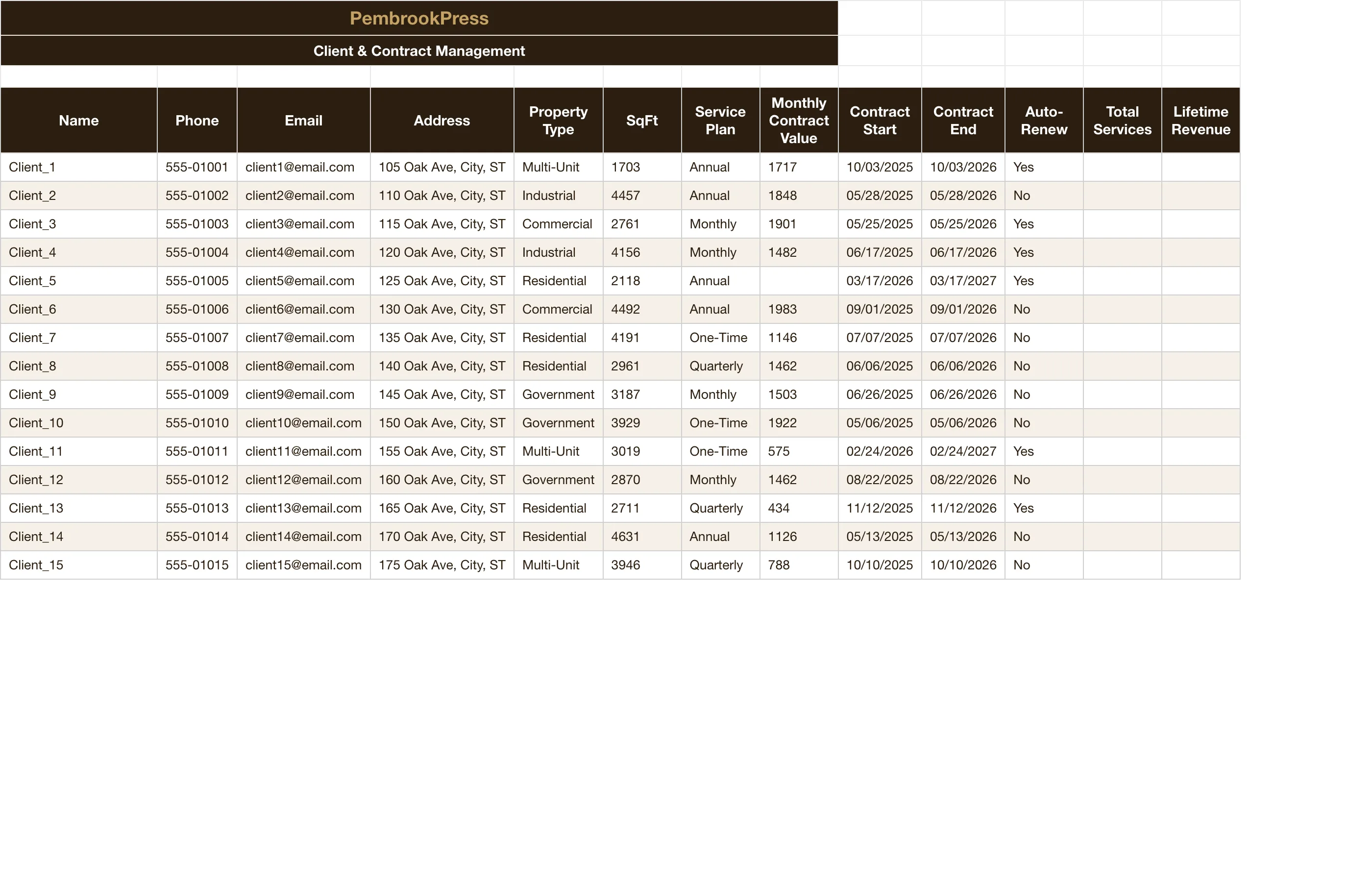 Pest Control Business — Client Database