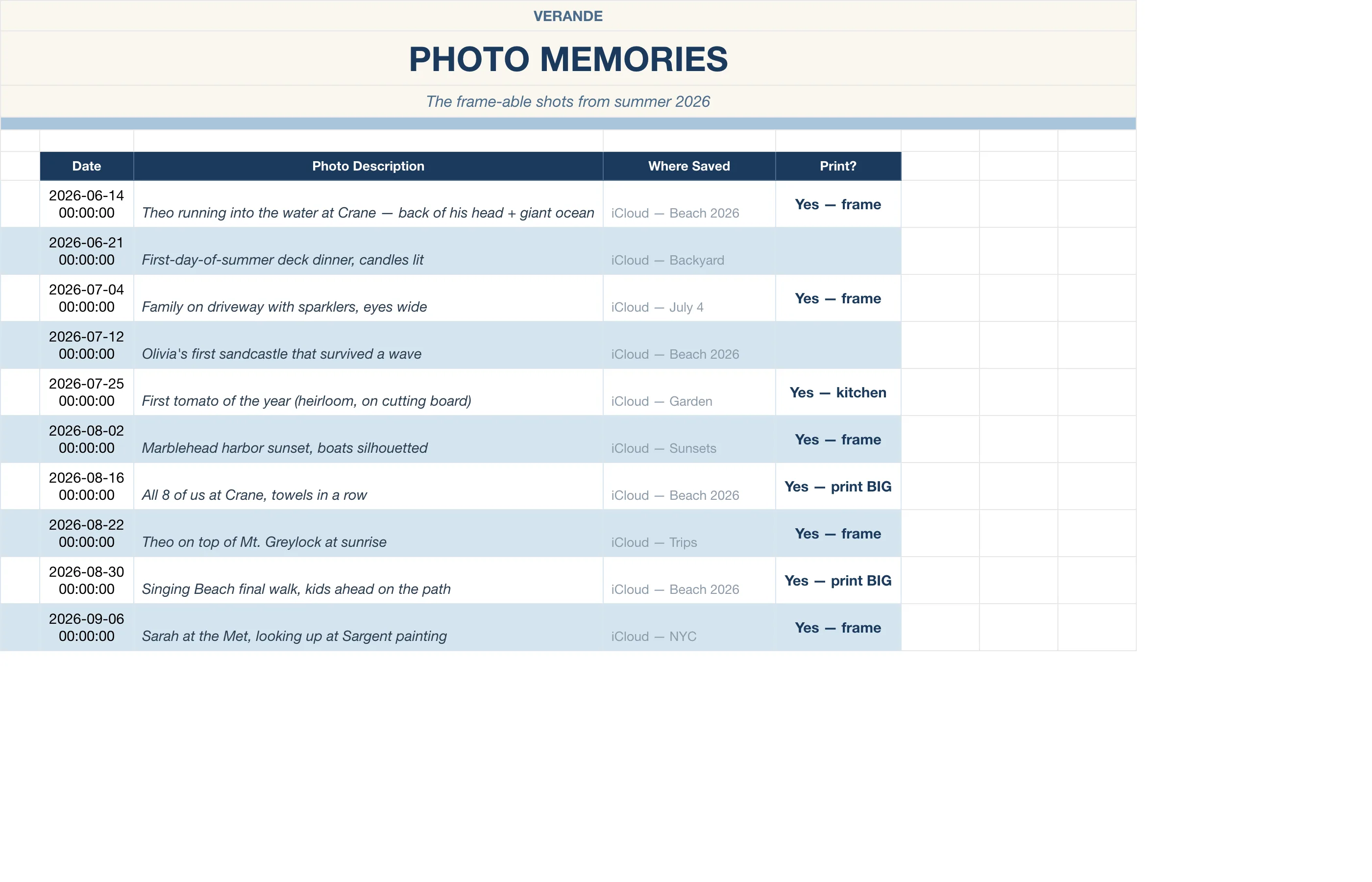 Summer Bucket List Memory Book — Photo Memories