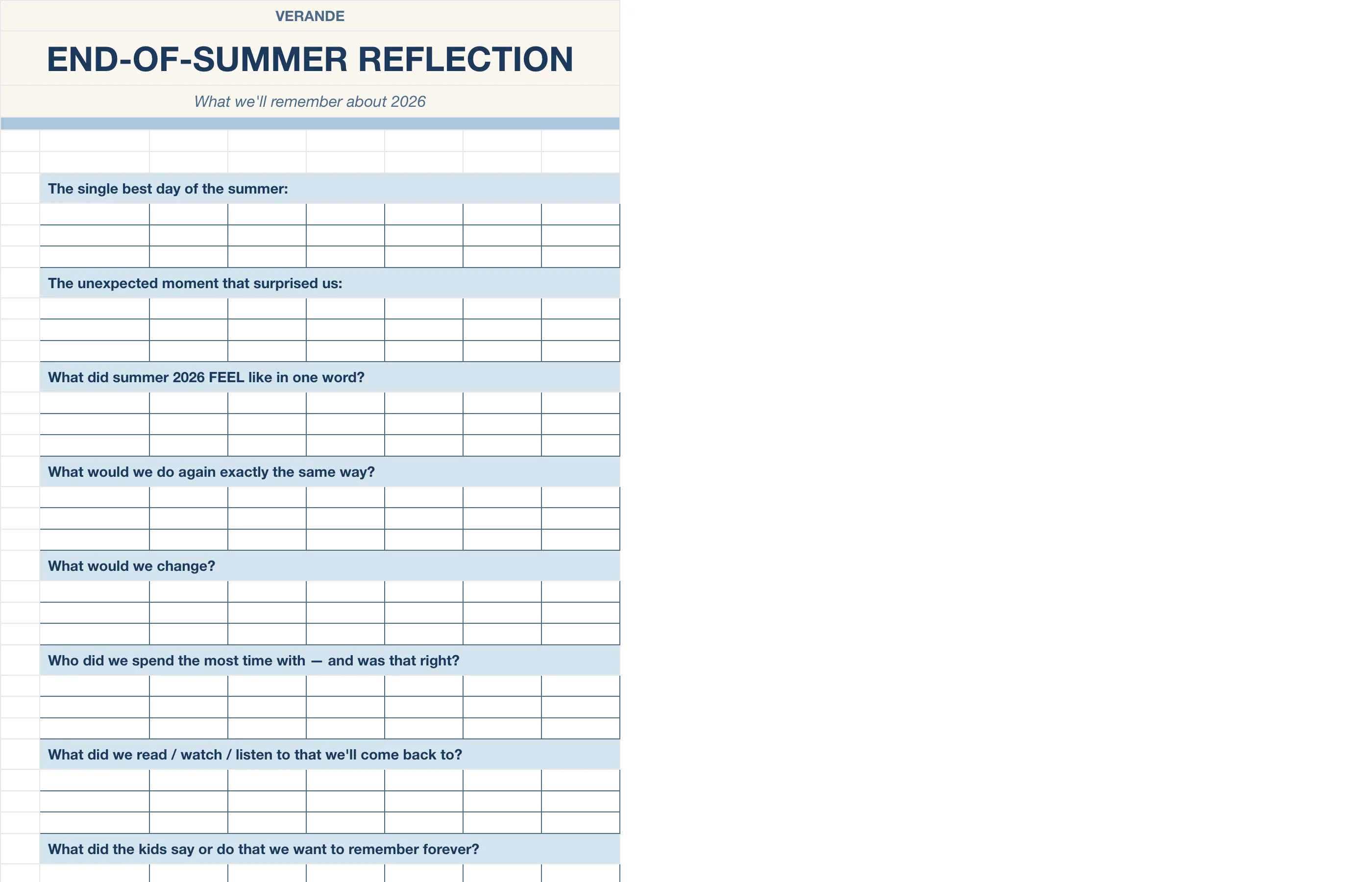 Summer Bucket List Memory Book — End-Of-Summer Reflection
