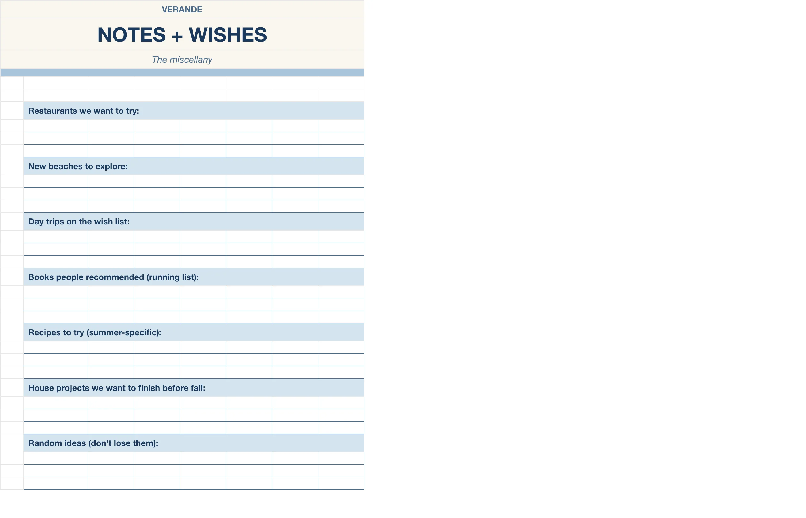 Summer Bucket List Memory Book — Notes & Wishes