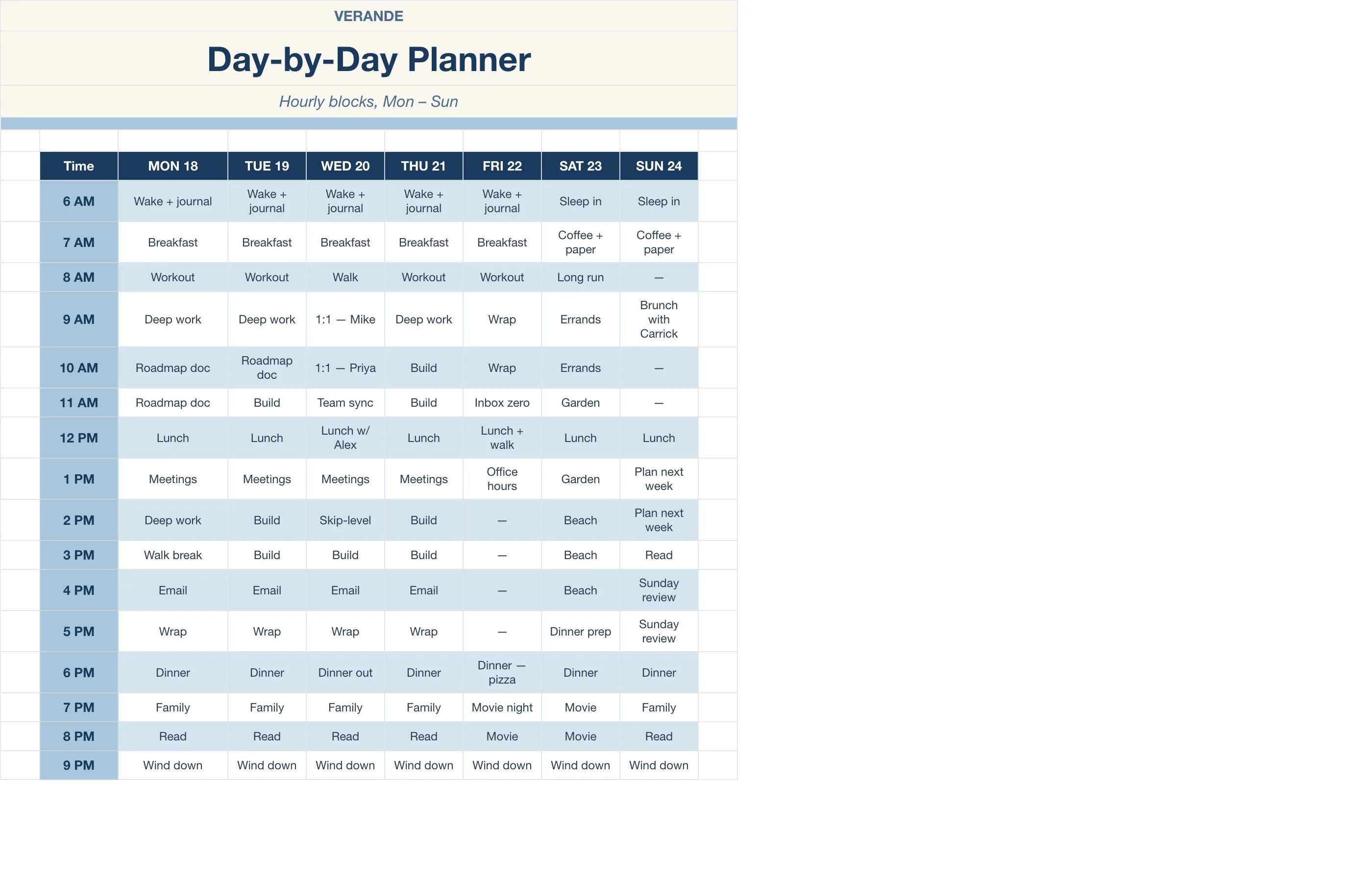 Weekly Planner — Day-By-Day Planner